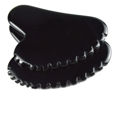 Natuurlijke hartvorm Obsidian Gua Sha Massage Scraping Tool Met Tanden Gezichtsschoonheid Massager Huid Spa Tool voor huidverzorging