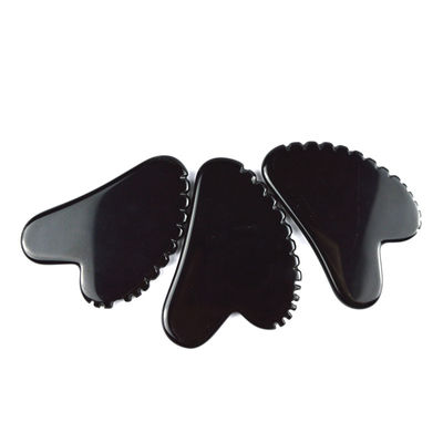 Natuurlijke hartvorm Obsidian Gua Sha Massage Scraping Tool Met Tanden Gezichtsschoonheid Massager Huid Spa Tool voor huidverzorging