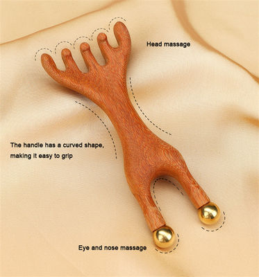 Rood hert geitje vorm koper hoofdhuid meridian massager hoofd gua sha massagekamer voor het vormen en opheffen van gezichtskenmerken