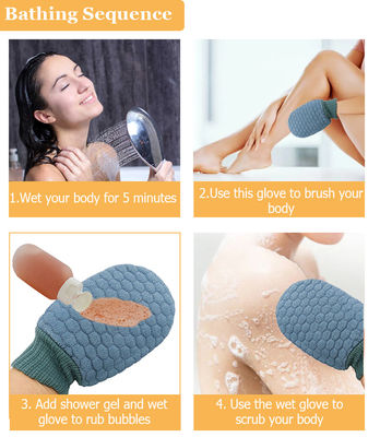 Grondige reiniging Custom Logo Exfoliating handschoenen voor dode lederen handschoenen en body scrubbing