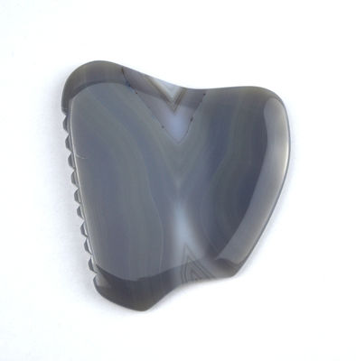 Massage Scraping Therapy Tool 83g Grijs gestreepte Agate Jade Gua Sha Stone voor gezicht en lichaam