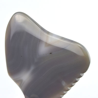 Massage Scraping Therapy Tool 83g Grijs gestreepte Agate Jade Gua Sha Stone voor gezicht en lichaam