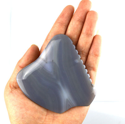 Massage Scraping Therapy Tool 83g Grijs gestreepte Agate Jade Gua Sha Stone voor gezicht en lichaam