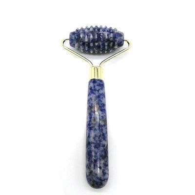 Gezichtsmassage Technologie Gepolijste natuurlijke blauwe puntsteen Eénkop Spiked Jade Roller Anti Aging met technologie