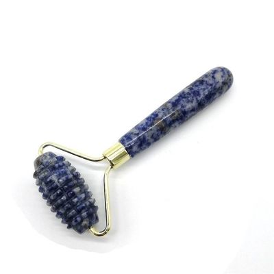 Gezichtsmassage Technologie Gepolijste natuurlijke blauwe puntsteen Eénkop Spiked Jade Roller Anti Aging met technologie