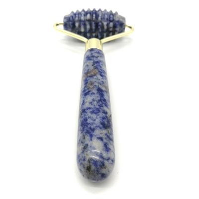 Gezichtsmassage Technologie Gepolijste natuurlijke blauwe puntsteen Eénkop Spiked Jade Roller Anti Aging met technologie