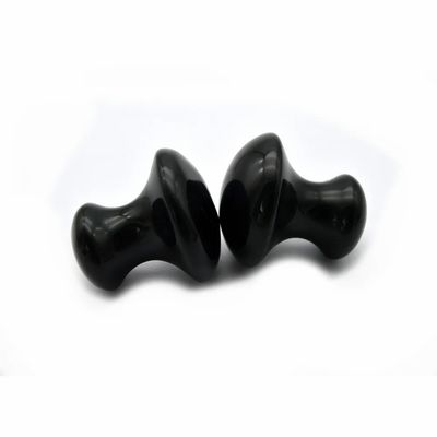 Natuurlijke zwarte obsidiaan paddenstoel Gua Sha Beauty Massage Stone voor gezichts- en lichaamsverzorging Essentiële Accessoires Set
