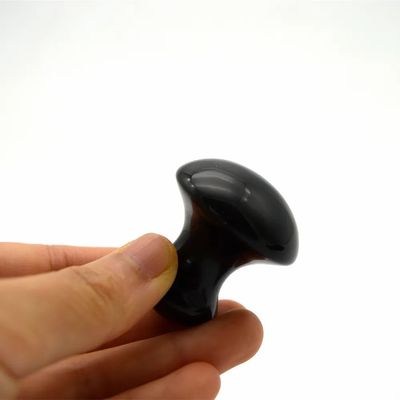 Natuurlijke zwarte obsidiaan paddenstoel Gua Sha Beauty Massage Stone voor gezichts- en lichaamsverzorging Essentiële Accessoires Set
