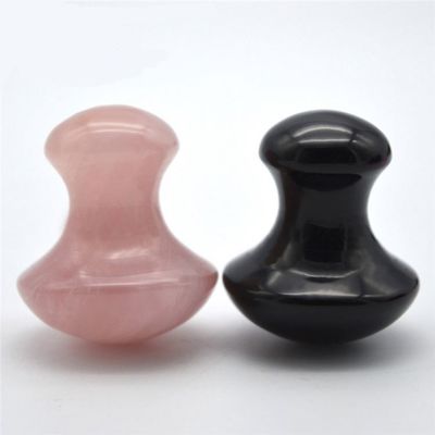 Draagbare Obsidian en Rose Quartz Mushroom Shape Gua Sha Massage Tool Set met ISO9001 Certificering