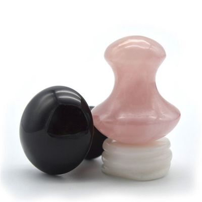 Draagbare Obsidian en Rose Quartz Mushroom Shape Gua Sha Massage Tool Set met ISO9001 Certificering