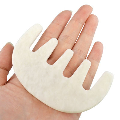 Hoofd Spa Massager Chinees Natuurlijk Wit Xiuyan Jade Gua Sha Schrapen Kam voor 2024 Trending Massage Tools