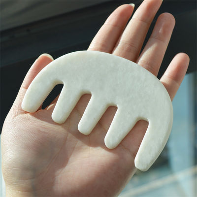 Hoofd Spa Massager Chinees Natuurlijk Wit Xiuyan Jade Gua Sha Schrapen Kam voor 2024 Trending Massage Tools