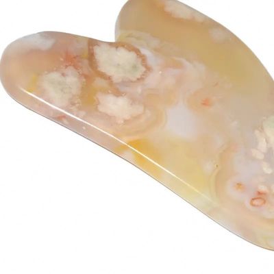 Cherry Blossom Agate Hartvorm Gua Sha Board Huidverzorgingsmassage Tool voor Infrarood Fysiotherapie