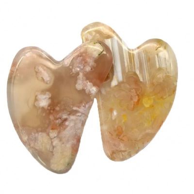 Cherry Blossom Agate Hartvorm Gua Sha Board Huidverzorgingsmassage Tool voor Infrarood Fysiotherapie