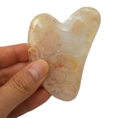 Cherry Blossom Agate Hartvorm Gua Sha Board Huidverzorgingsmassage Tool voor Infrarood Fysiotherapie