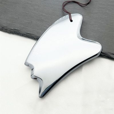 Natural Board Terahertz Gua Sha Gezichtsmassage Tool Zilveren hartvorm Massager voor schrapen en Trigger Point behandeling