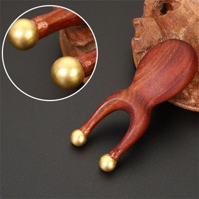 ISO9001 gecertificeerd Messing oogmassage gereedschap voor neusbrug Sandelhout Gezicht Gua Sha Massage Comb 95 * 38mm Grootte