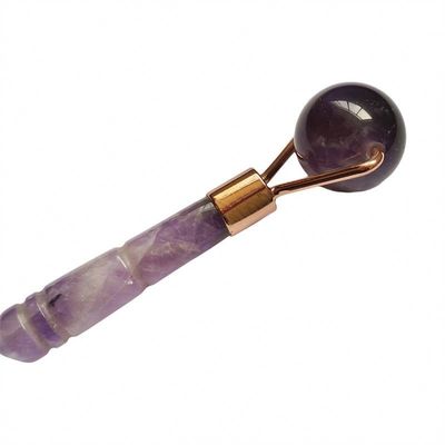 Gepersonaliseerd logo beschikbaard Natuurlijke Amethyst Jade Roller Purple Quartz Gezichtsmassage Roller voor klein gezicht schoonheid