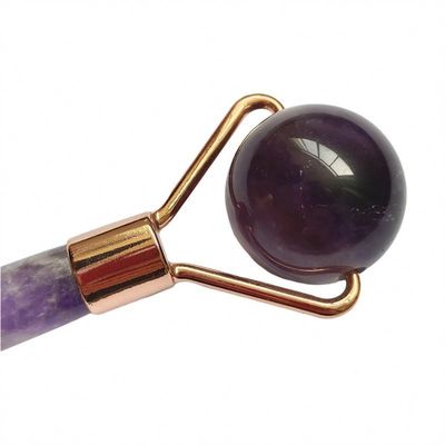 Gepersonaliseerd logo beschikbaard Natuurlijke Amethyst Jade Roller Purple Quartz Gezichtsmassage Roller voor klein gezicht schoonheid