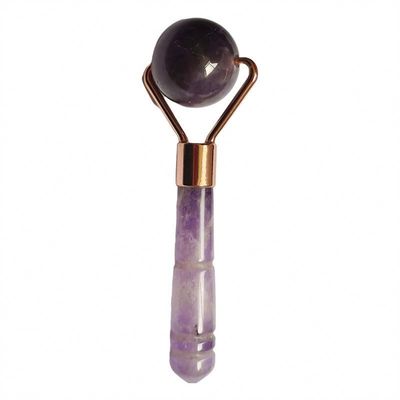 Gepersonaliseerd logo beschikbaard Natuurlijke Amethyst Jade Roller Purple Quartz Gezichtsmassage Roller voor klein gezicht schoonheid