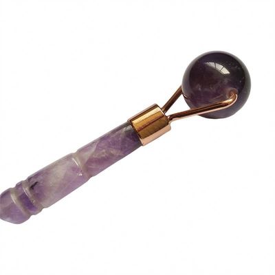 Gepersonaliseerd logo beschikbaard Natuurlijke Amethyst Jade Roller Purple Quartz Gezichtsmassage Roller voor klein gezicht schoonheid