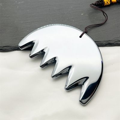 Lichaamsmassage Zilver Zes-tanden Terahertz Gua Sha Board Scalp Comb Guasha Energy Stone Head Massager Health Care Salon Beauty Tool