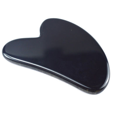 Hartvorm Zwarte Obsidian Guasha 100% Natuur Jade Board Gua Sha Schrapen Massage Tool Customized Logo voor aanpassing