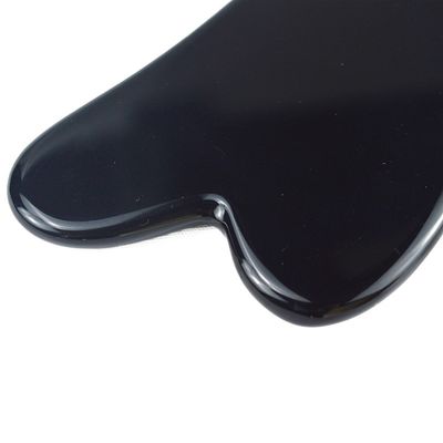 Hartvorm Zwarte Obsidian Guasha 100% Natuur Jade Board Gua Sha Schrapen Massage Tool Customized Logo voor aanpassing