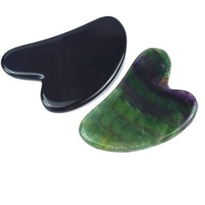 Hartvorm Zwarte Obsidian Guasha 100% Natuur Jade Board Gua Sha Schrapen Massage Tool Customized Logo voor aanpassing