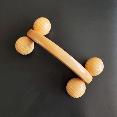 Hout Handheld Body Roller 4 Wheels Balls Massager voor Arm Leg Back Foot Hand Nek Schouder Spier Pijnverlichting Massage Tool