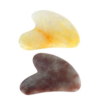 2024 Natural Strawberry Crystal Jade Gua Sha Heart Shape Face Scraping Massage Guasha Board voor het volledige lichaamsmassagegebied