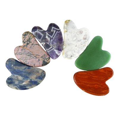 Lichaamsmassage Rood Jasper Guasha Gereedschap Jade Steen Gezicht Huidverzorging Schraper Custom Logo Hartvorm Gezicht Gua Sha Massager Gereedschap