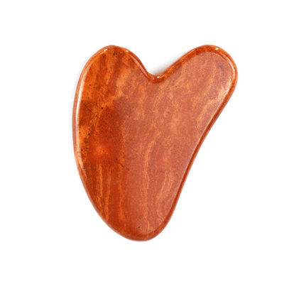Lichaamsmassage Natural Heart Shape Red Jasper Gua Sha Scraping Board voor gezichtsverzorging
