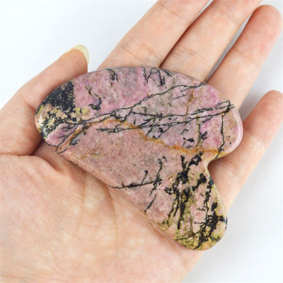 Spiermassage Functie Natuurlijke hartvorm Rhodonite Steen Gua Sha Schraapbord voor gezichts schoonheid en lichaam Huid Health Care Spa