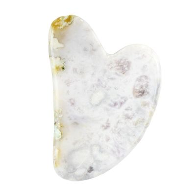 Gepersonaliseerd logo beschikbaar hartvormig Sakura Agate Jade Gua Sha Gezichtsmiddel voor massagetools Natuurlijke Guasha Gezichtsmiddelen