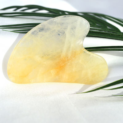 Natural Heart Shape Yellow Citrine Gua Sha Scraping Board voor gezichts- en lichaamsmassageinstrument