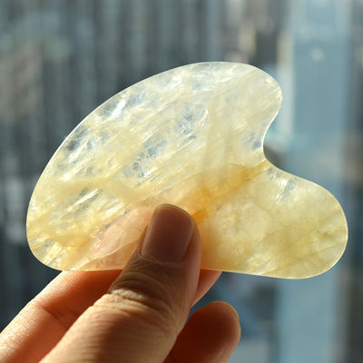 Natural Heart Shape Yellow Citrine Gua Sha Scraping Board voor gezichts- en lichaamsmassageinstrument
