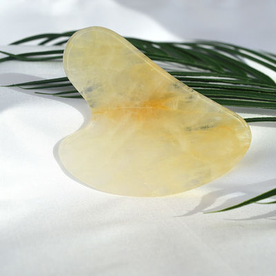 Natural Heart Shape Yellow Citrine Gua Sha Scraping Board voor gezichts- en lichaamsmassageinstrument