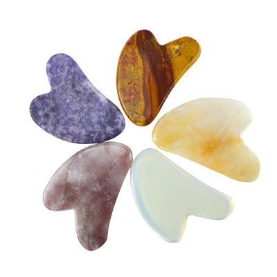 Natural Heart Shape Yellow Citrine Gua Sha Scraping Board voor gezichts- en lichaamsmassageinstrument