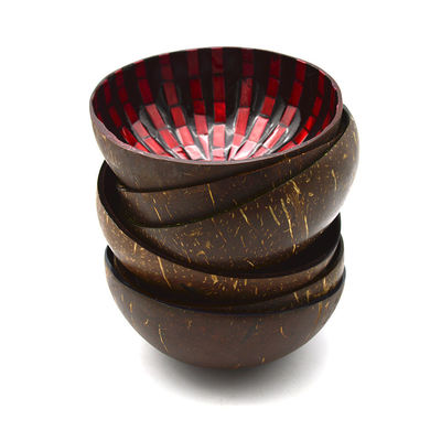 12-15 cm edelsteen handgemaakte kokosnoten kom Eco Home Decor Vegan Salad Smoothie Snack Vegetarisch Houten Natuurlijke Kokosnoten Schelp