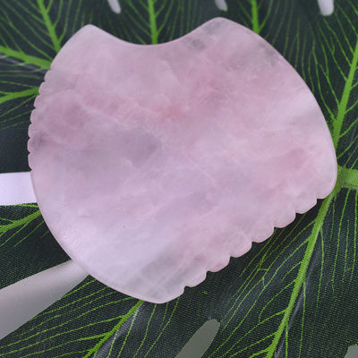Custom Logo Shell Shape Rose Quartz Gua Sha Massage Tool voor spiermassage en zelf huidverzorging Spa schoonheidsapparatuur