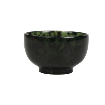 Gravureertype 100% Chinese natuurlijke Jade Bowl Donkergroene Jade Handgesneden Bowl Cup voor Home Decoration Verbetering