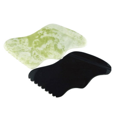 Body Massager Natuurlijke groene Jade Guasha voor anti-aging Chinese Xiuyan Jade Bliksemvorm Gua Sha Schrapen Massage Tool