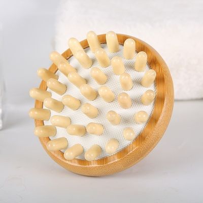 Bruine paddenstoelvorm Bamboe Gua Sha Scalp Massage Airbag Kam Houten Guasha Gereedschap Hoofd Ontspan Massager Haar Gezondheidszorg Schoonheidsborstel