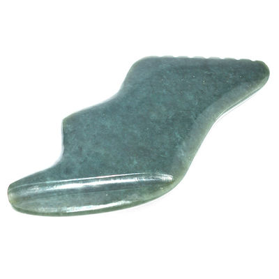 Donkere groene bliksemvorm Natuurlijke Nefriet Hetische Jade Gua Sha Massage Tool voor Custom Logo Zelf Huid Health Care Spa