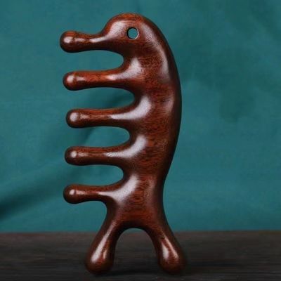 Gepersonaliseerd logo verkrijgbaar bruin breed tand hoofd hoofd hoofdmassage kam fabricage natuurlijke houten sandelhout Gus Sha kam