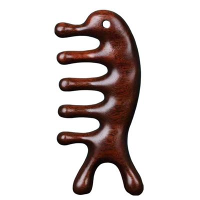 Hoofdmassageapparatuur 2023 Natuurlijk sandelhout Gua Sha Scalp Massage Kam Houten Guasha Gereedschap voor haarverzorging en hoofd ontspanning