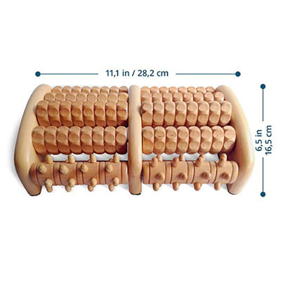 Houten voetmassagerroller voor persoonlijke stressverlichting en ontspanning in bruin hout