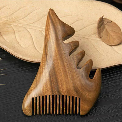 Bruine natuurlijke sandelhout Gua Sha Scalp Massage Kam Houten Guasha Gereedschap voor Hoofd Lichaam Ontspannen Massager Haar Gezondheidszorg Schoonheid