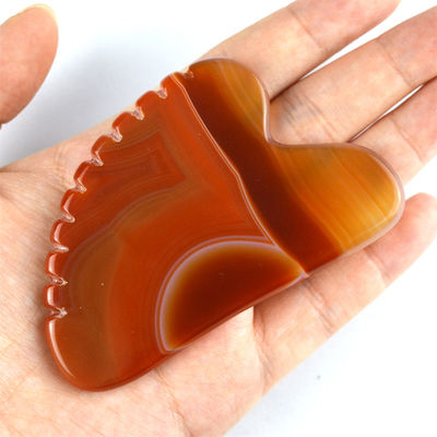 Hartvormige Carnelian Gua Sha Schrapen Massage Board Met Tanden Rode Agate Guasha Gezicht Body Massager Huidverzorging Spa Relax Tool voor Spa